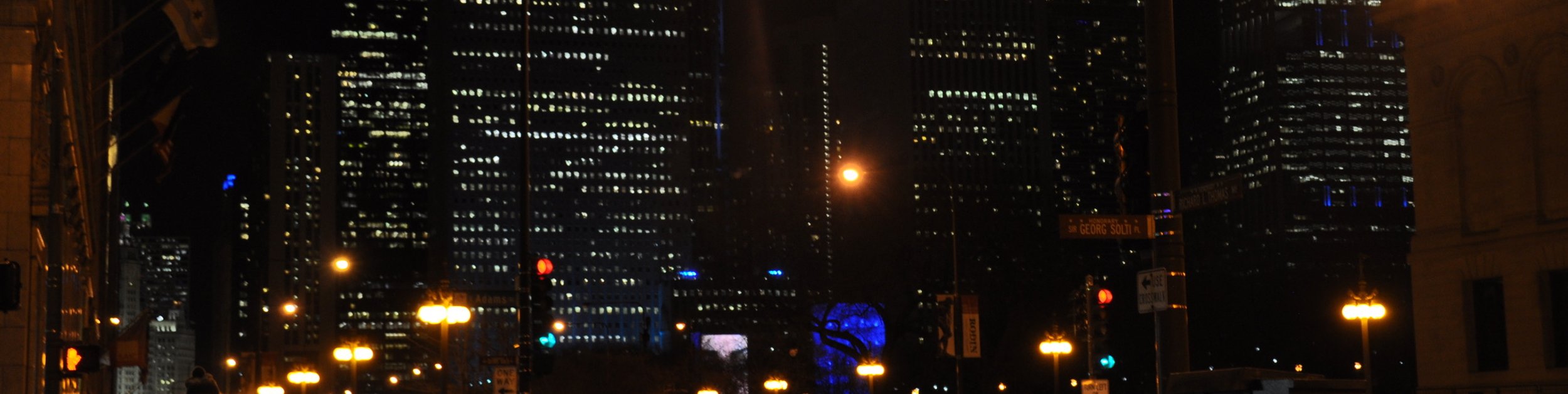 Night city skyline background representing nationwide small business web design